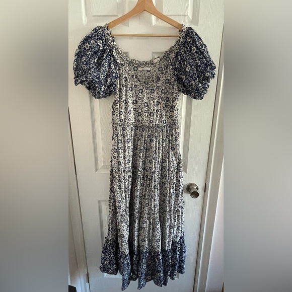 Dôen Simonette dress Floral Blue and White Maxi Dress Sz M - Picture 5 of 9